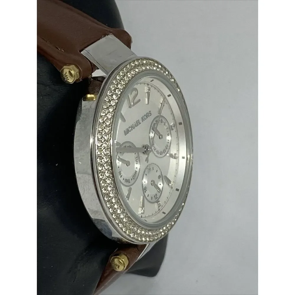 Michael Kors MK6194 Women's Brown Leather Analog Dial Quartz Genuine Watch KS553